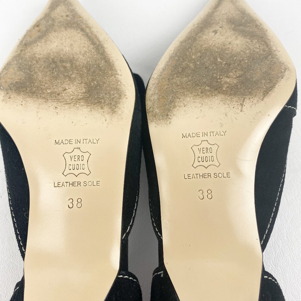 MEDICI Women's Black Suede and White Stitched Heels Pumps Size 8M - Picture 8 of 10